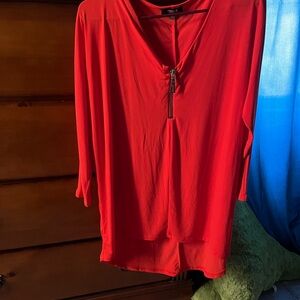 Premise Bright Red Zippered Blouse